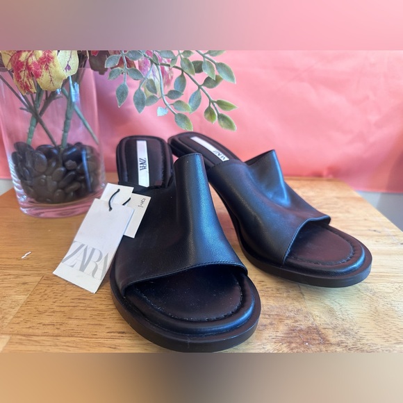 Zara Shoes - ZARA black slip on small heels NWT size 6.5